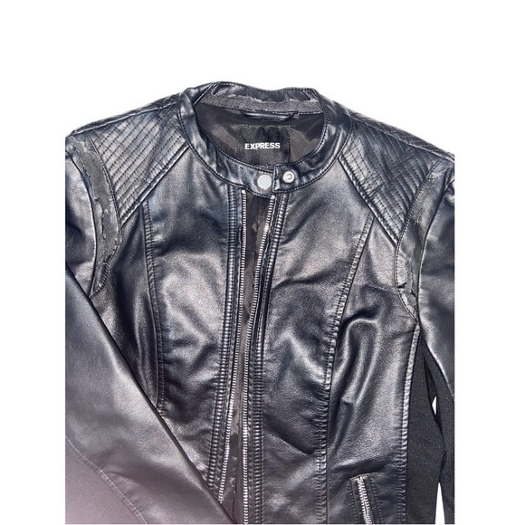Women's Black Leather Jacket - Picture 2 of 4